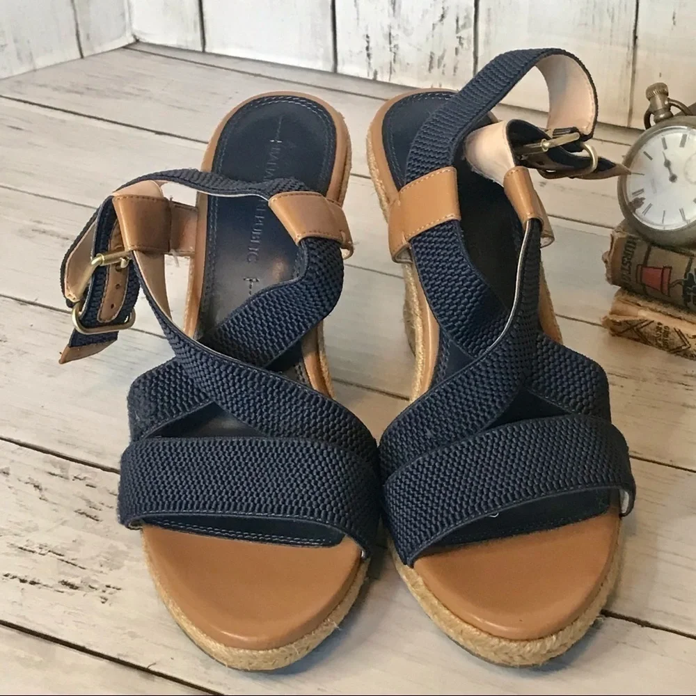 Banana Republic Navy Tecla Espadrille Wedge Sandal